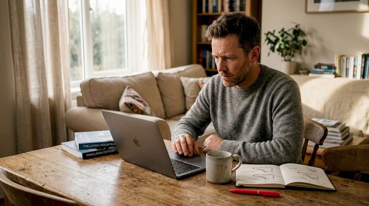Shopper filtering ecommerce website at kitchen table