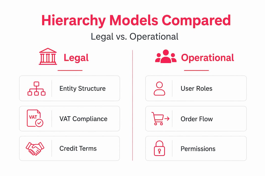 Infographic comparing legal and operational hierarchy models