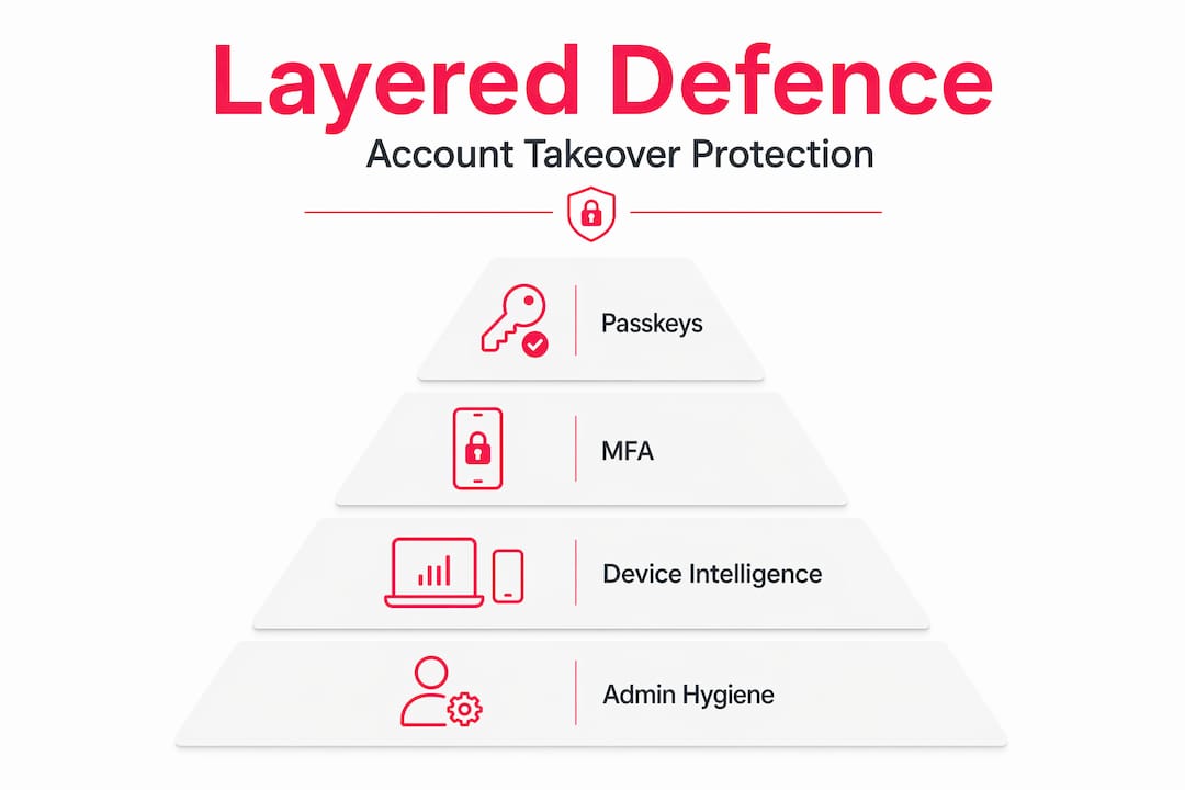 Hierarchy infographic of layered account takeover defence