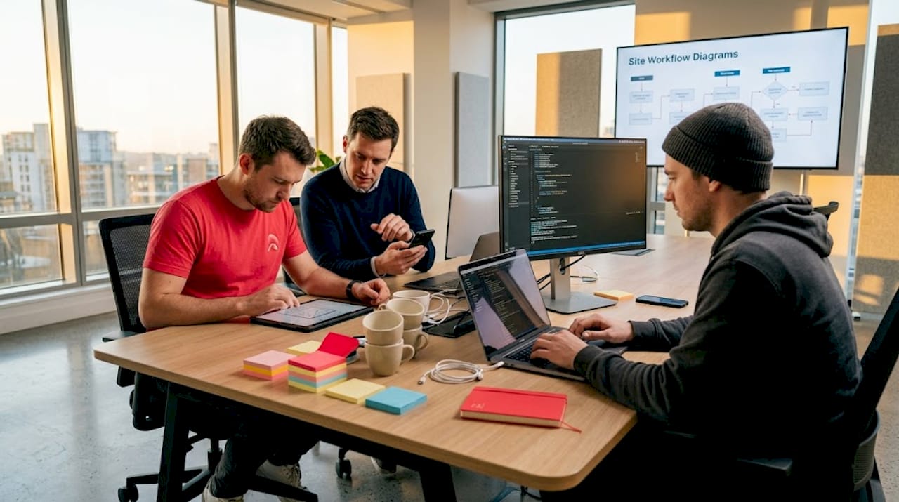 Developers working on multiple device screens