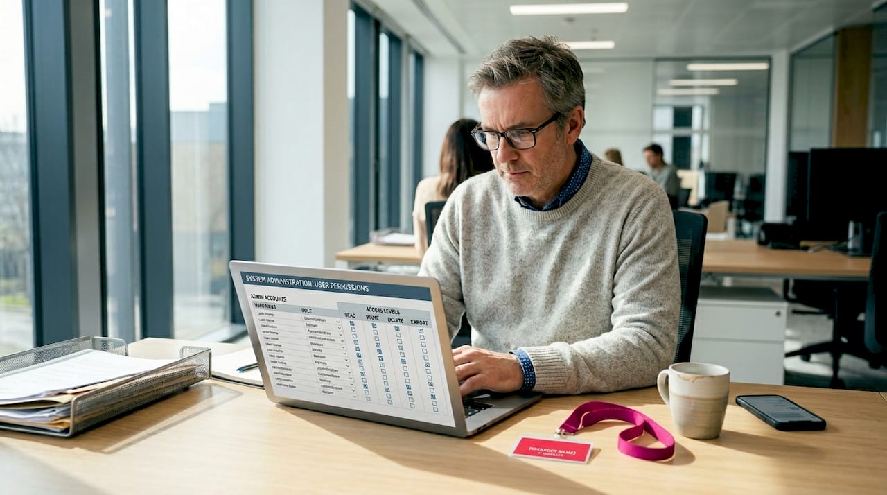 IT manager adjusting admin access permissions