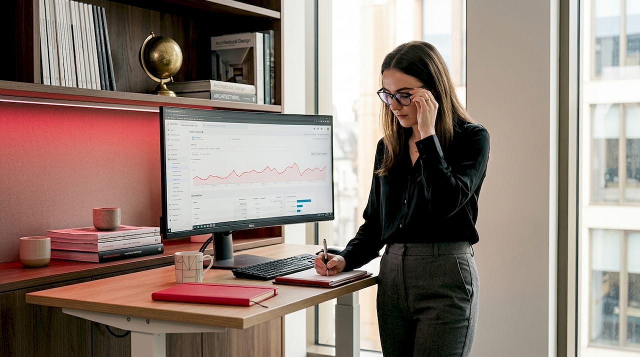 Analyst checking website performance metrics