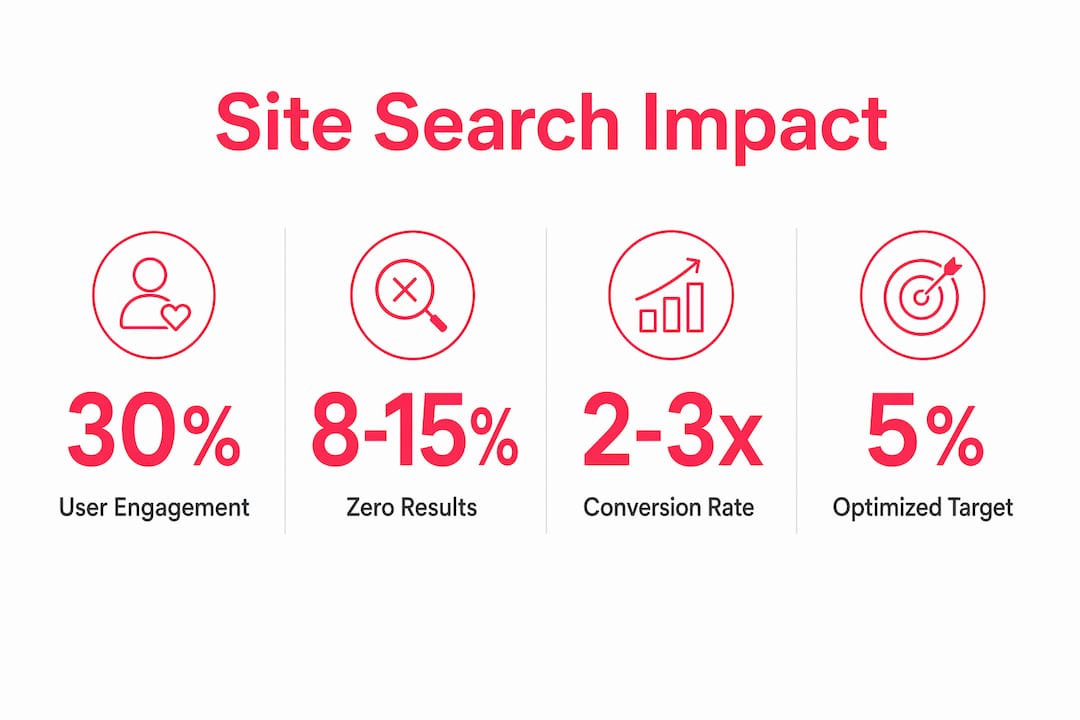 Infographic with ecommerce site search KPIs and targets