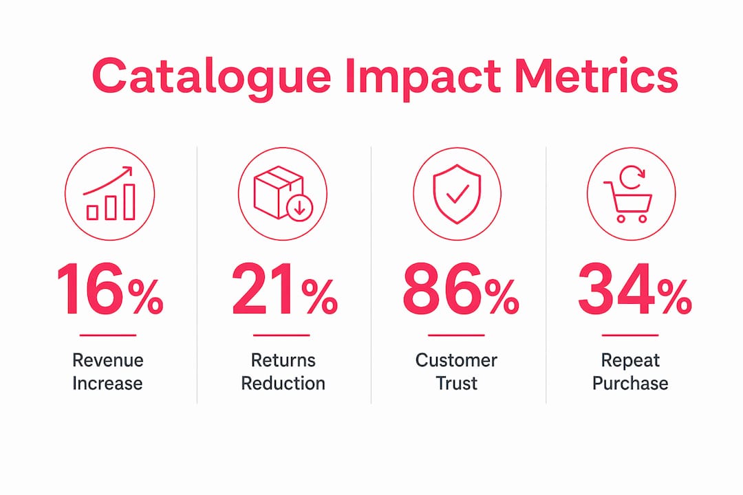 Infographic showing key B2B catalogue optimisation statistics