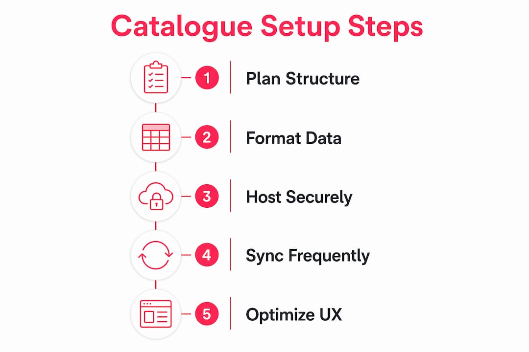 Infographic illustrating catalogue setup steps