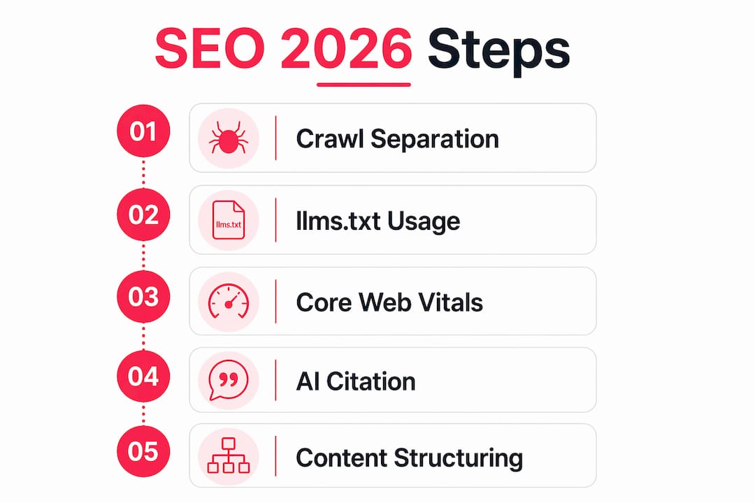 Infographic outlining SEO technical adaptation steps