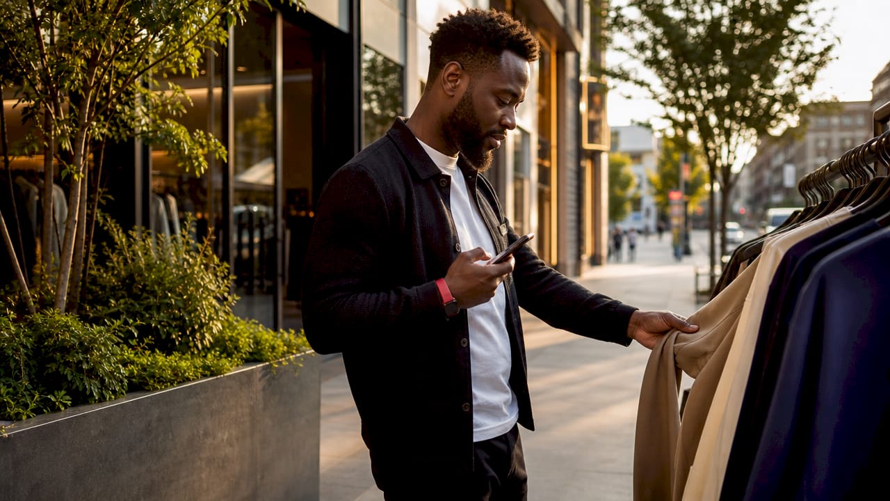 Customer browsing in retail store using smartphone