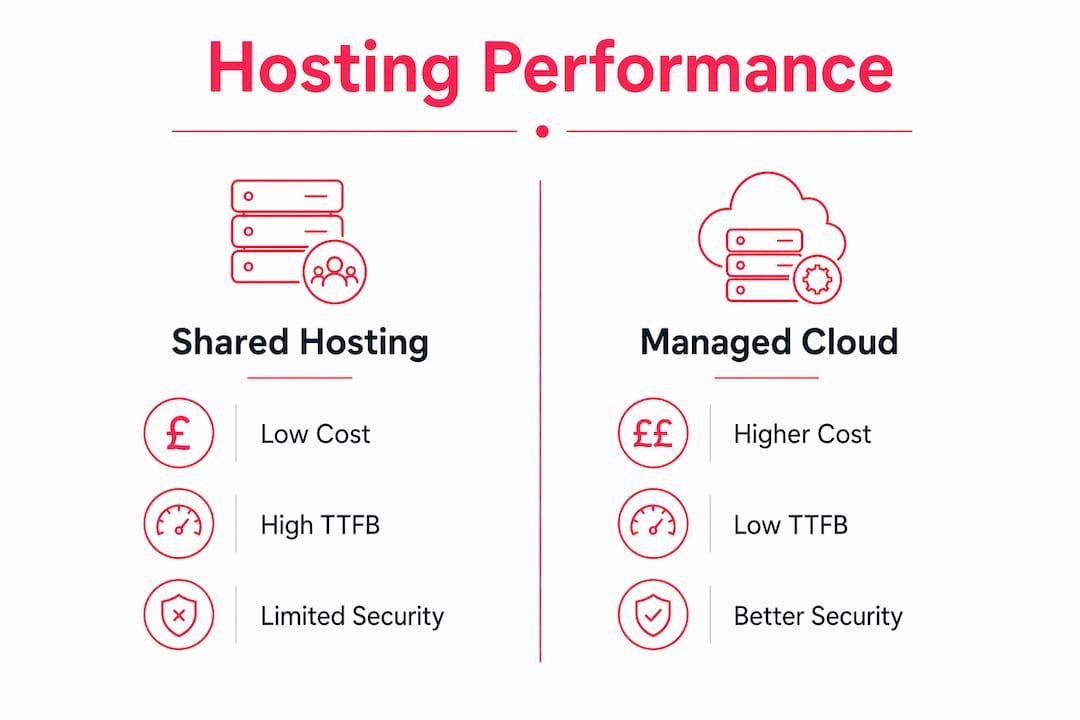 Infographic comparing hosting types side-by-side