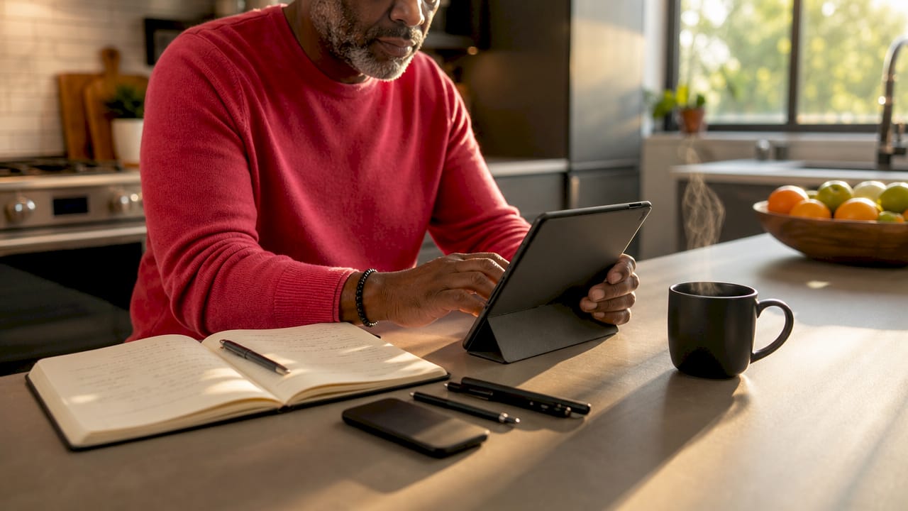 Hands using tablet for workflow software