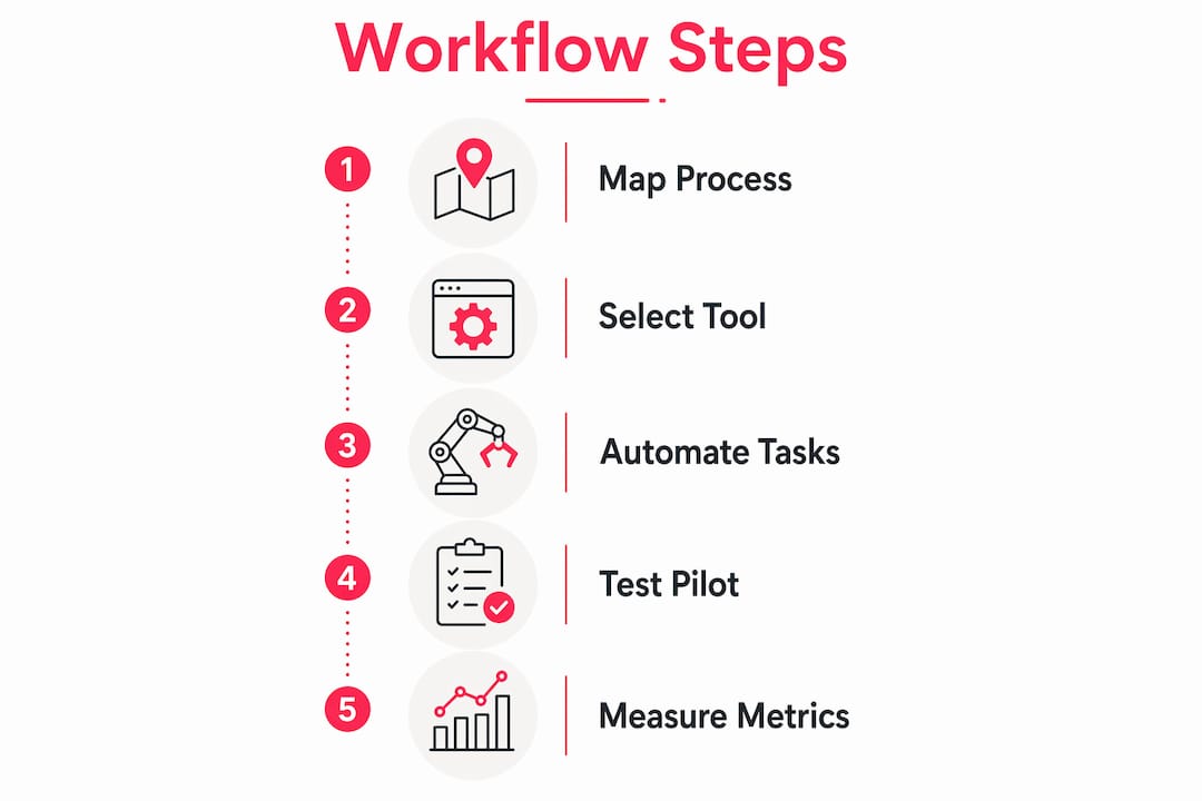 Infographic showing digital workflow building steps