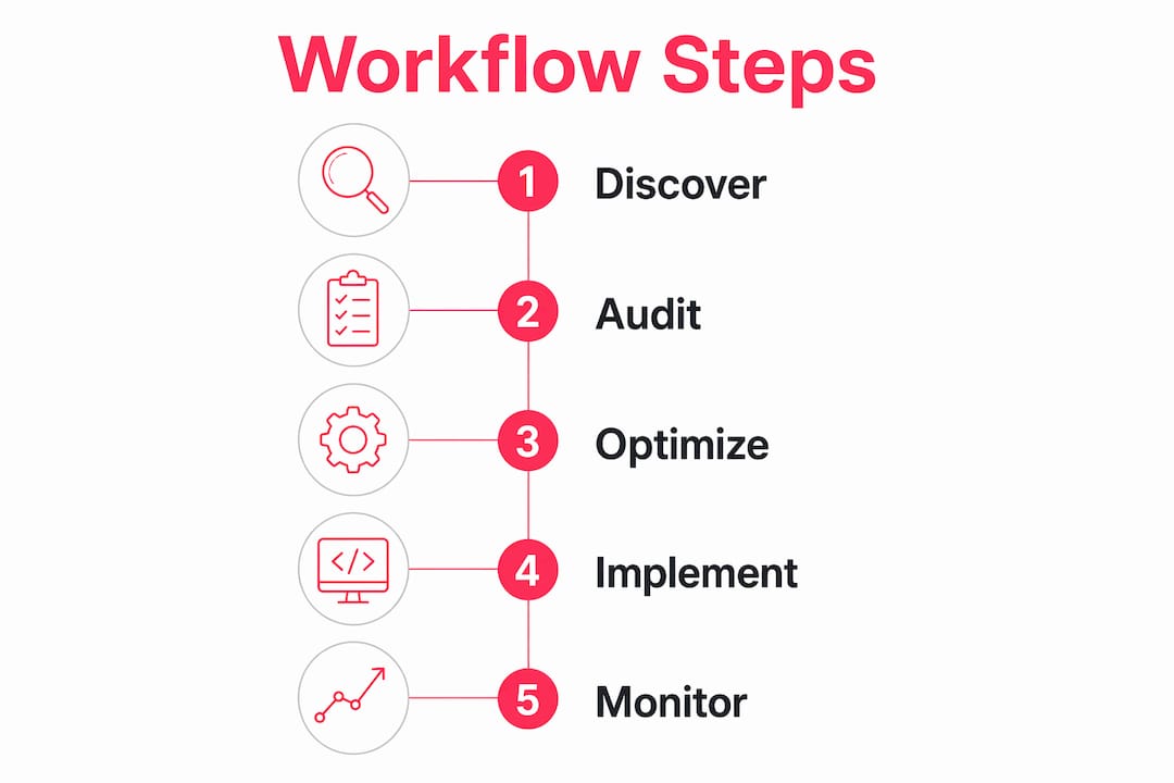 Infographic showing brand presence workflow steps