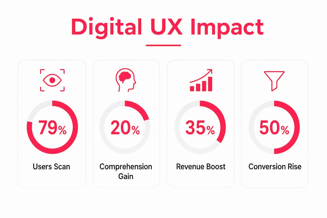 Infographic showing key digital UX impact statistics