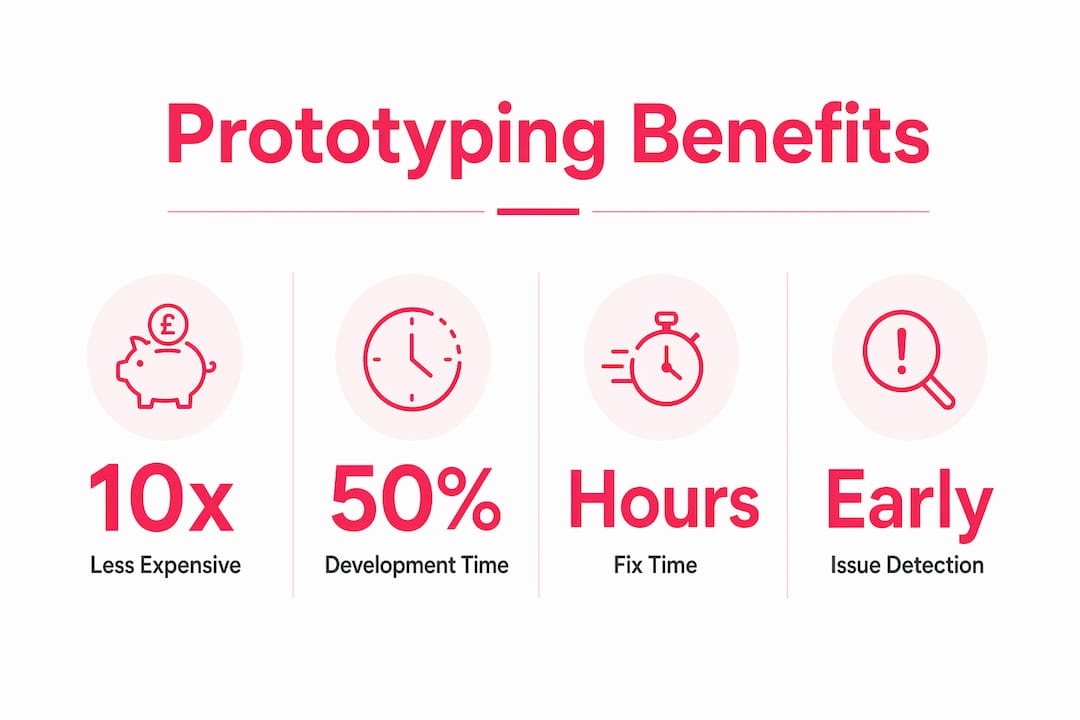 Infographic showing cost and time savings from prototyping