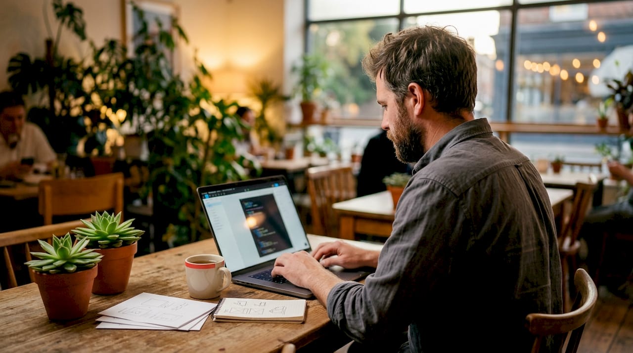 Developer working with Figma Dev Mode at home