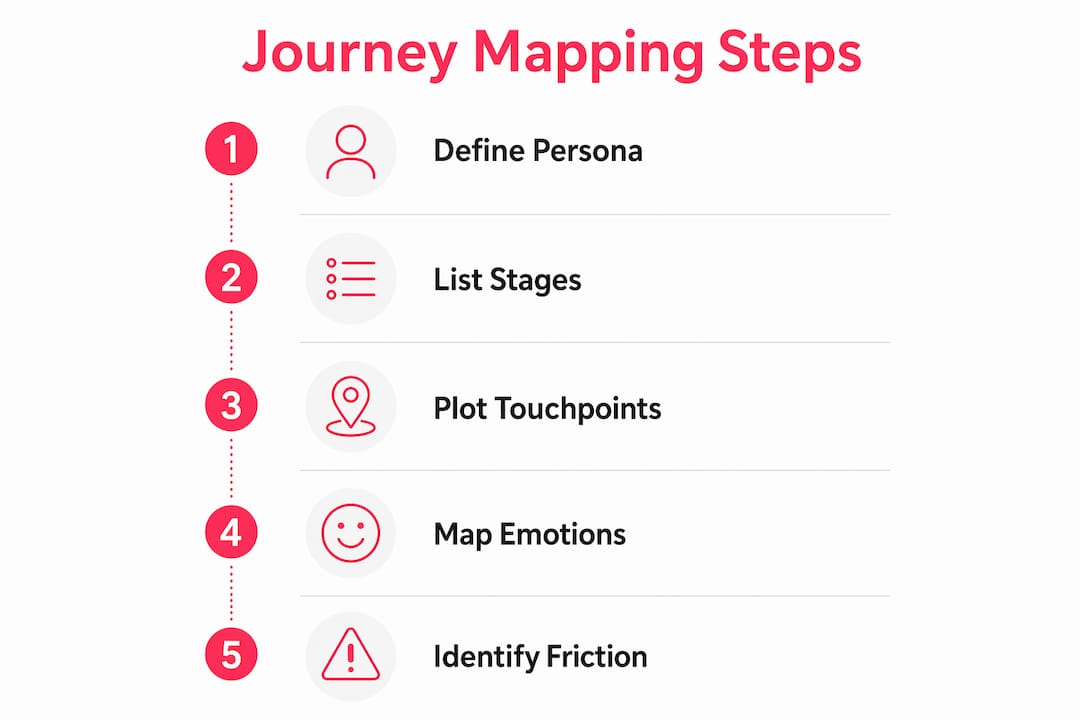 Infographic showing key steps in journey mapping process
