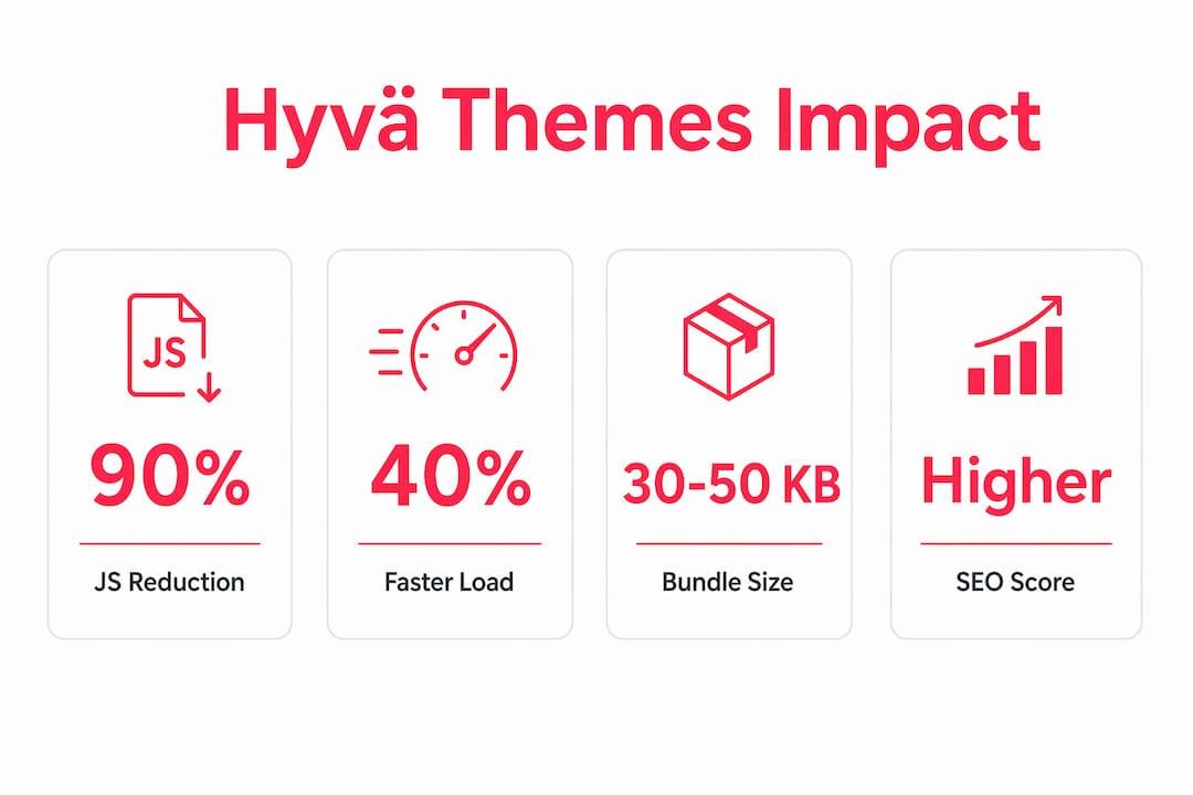 Infographic summarizing Hyvä themes performance and SEO benefits