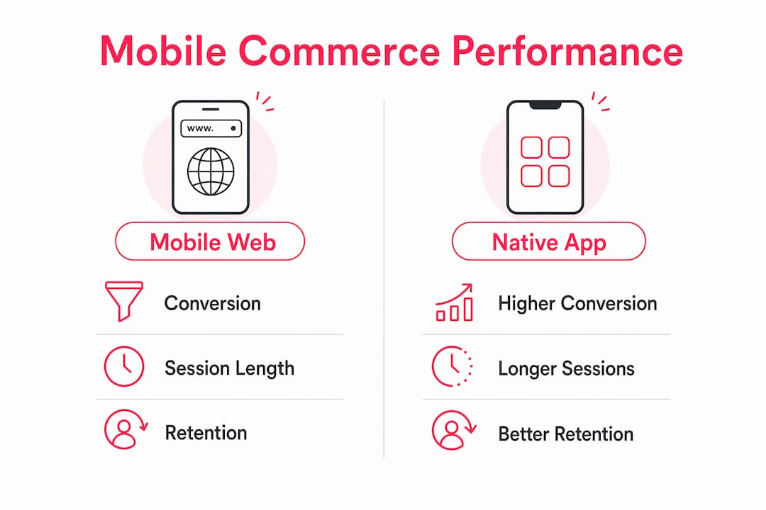 Infographic comparing mobile web and native app performance