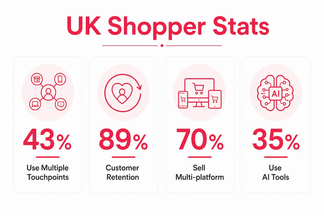 Infographic showing UK shopper omni-channel stats 2026