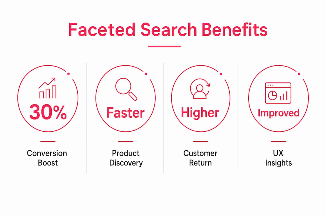 Infographic highlighting faceted search benefits