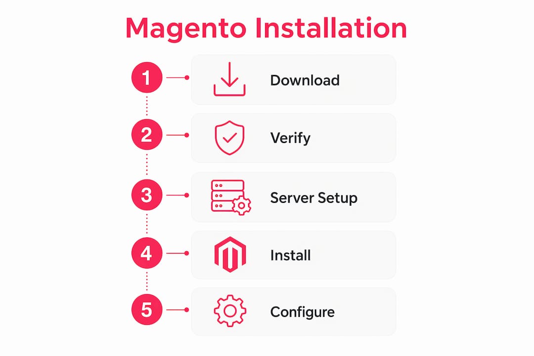 Step-by-step Magento installation infographic