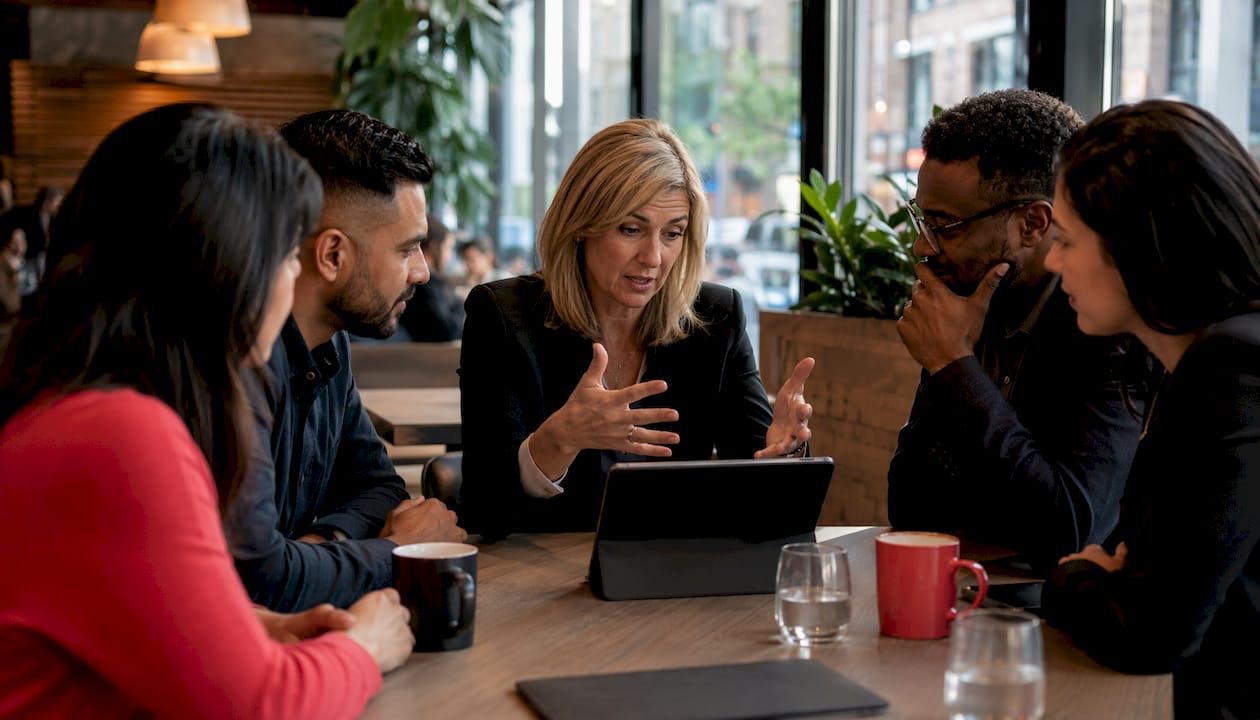 Team meeting discussing ecommerce platform strategy