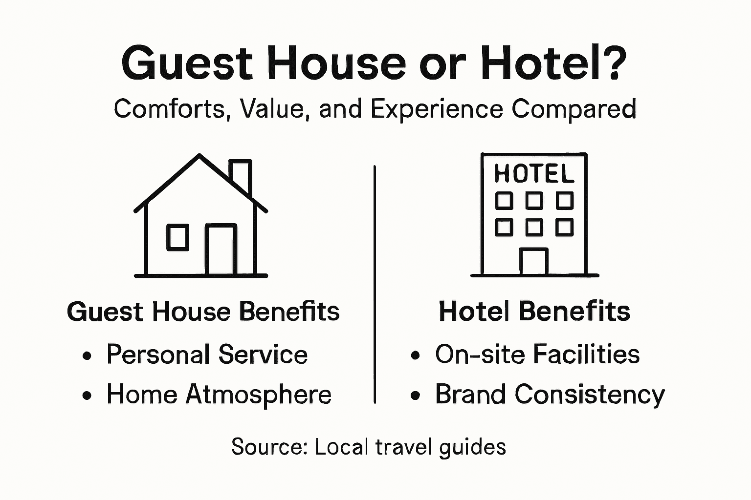 Infographic comparing guest house and hotel benefits