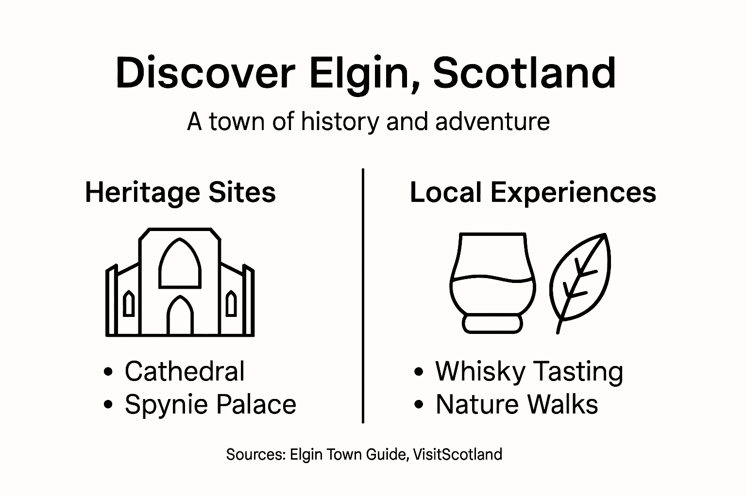 Infographic with Elgin attractions and experiences