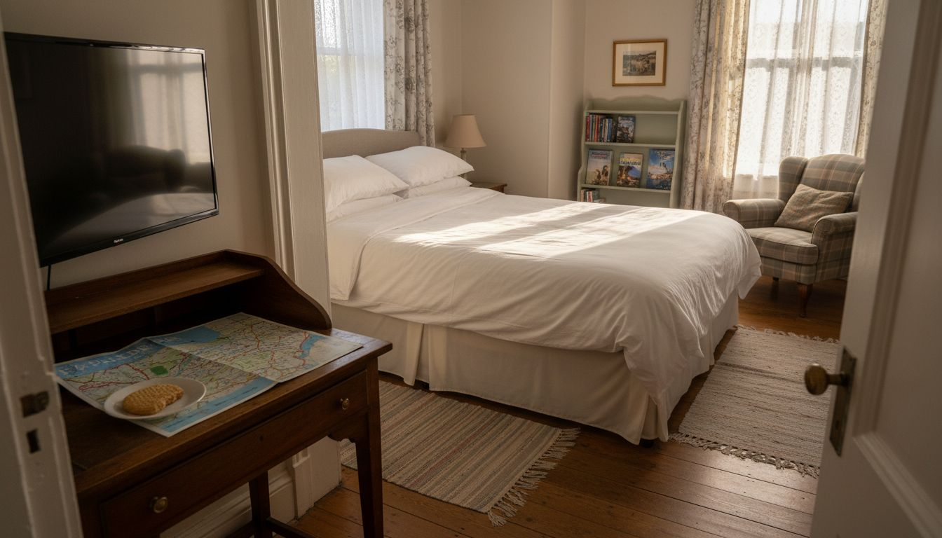 Guest house room showing key amenities
