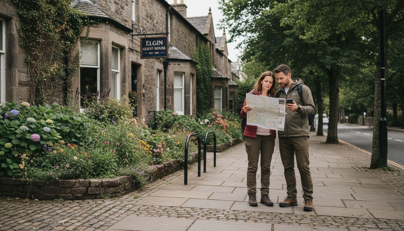 Couple choosing guest house in Elgin street