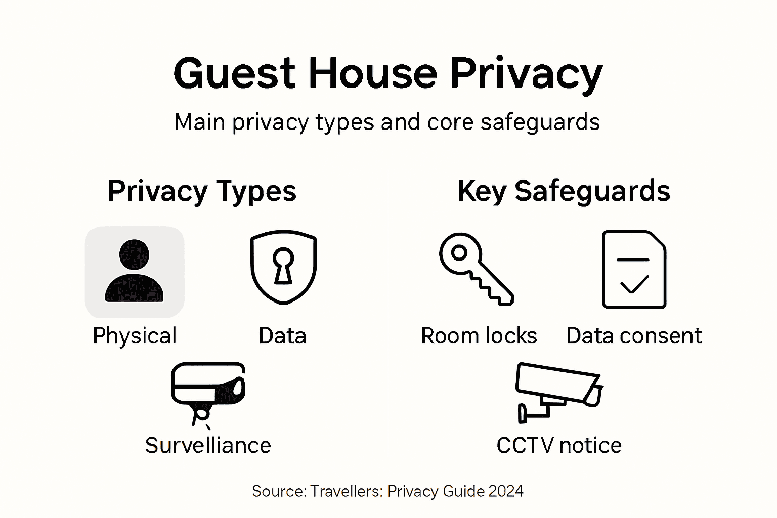 Infographic on privacy types and safeguards in guest houses