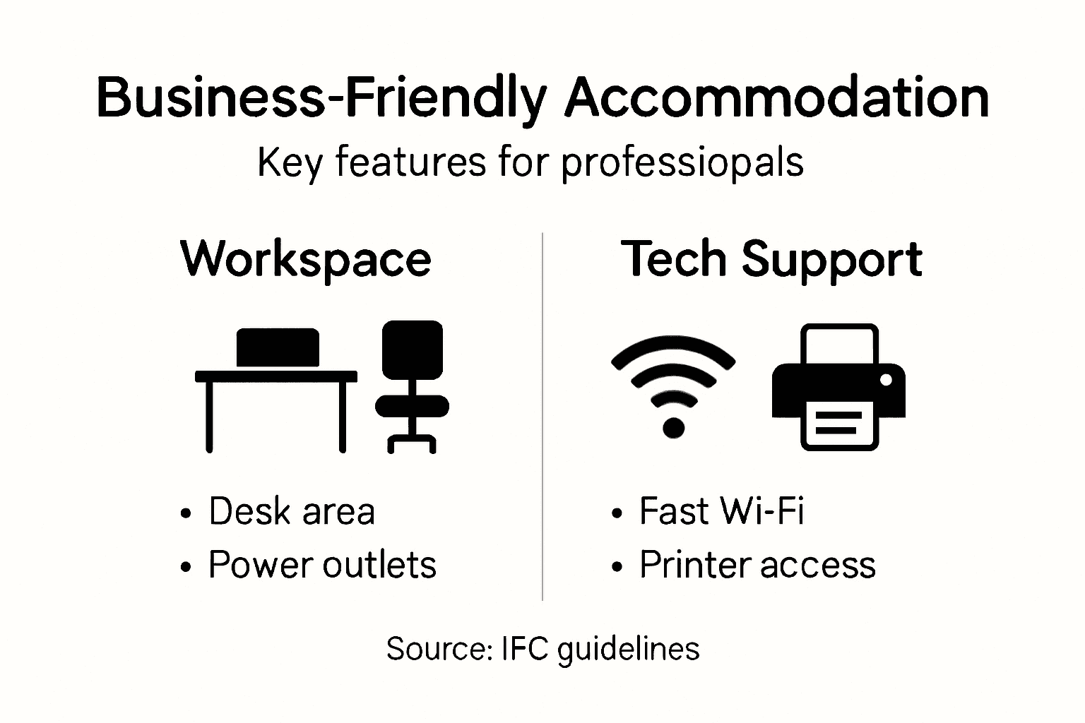 Infographic about business accommodation features