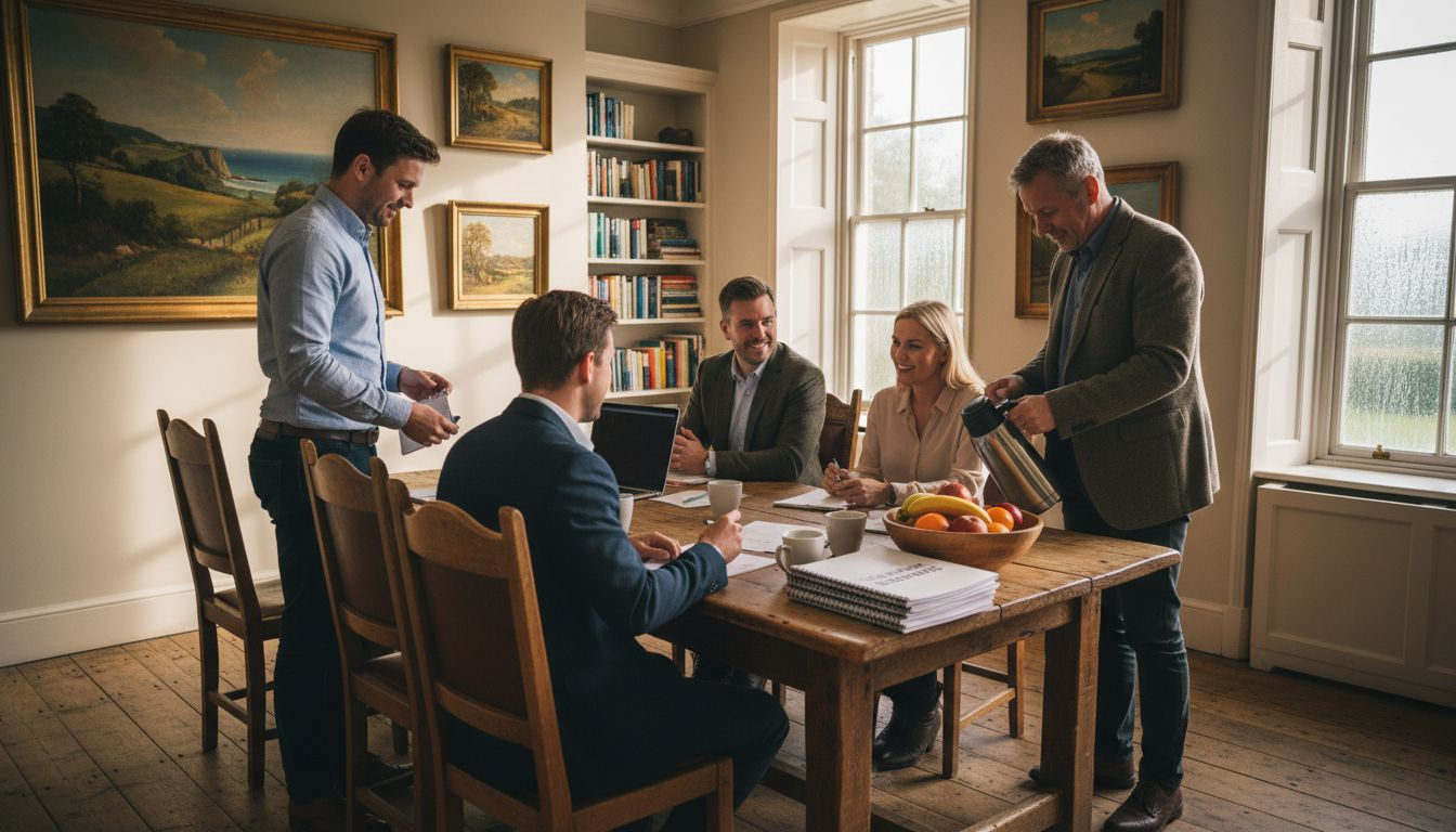 Business group in guest house meeting room