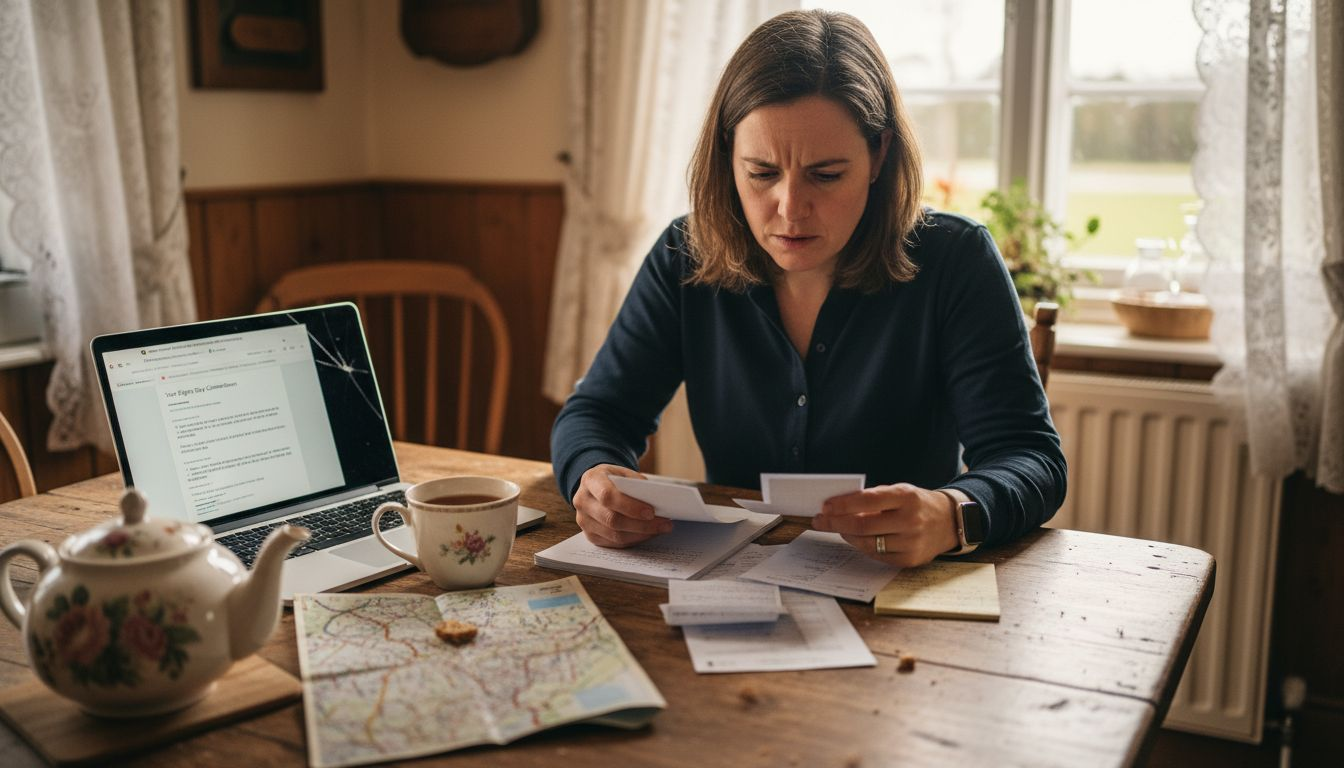 Guest house visitor reviewing booking paperwork