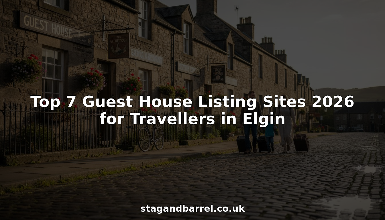 Travellers walking to traditional Elgin guest house