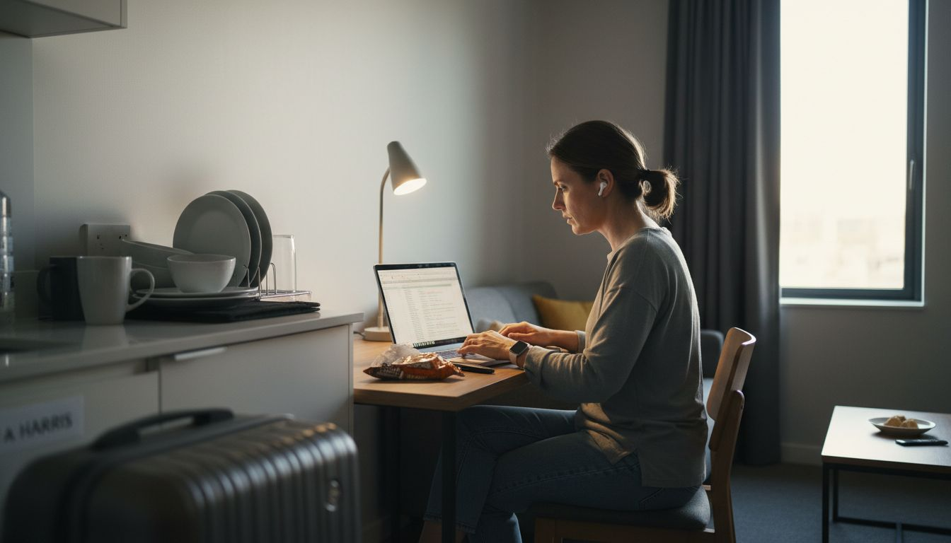 Corporate apartment productivity workspace setup