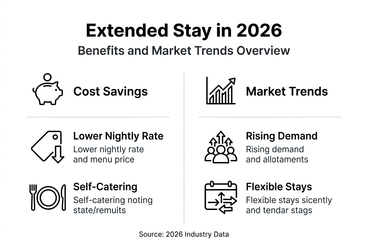 Infographic showing extended stay benefits and market trends