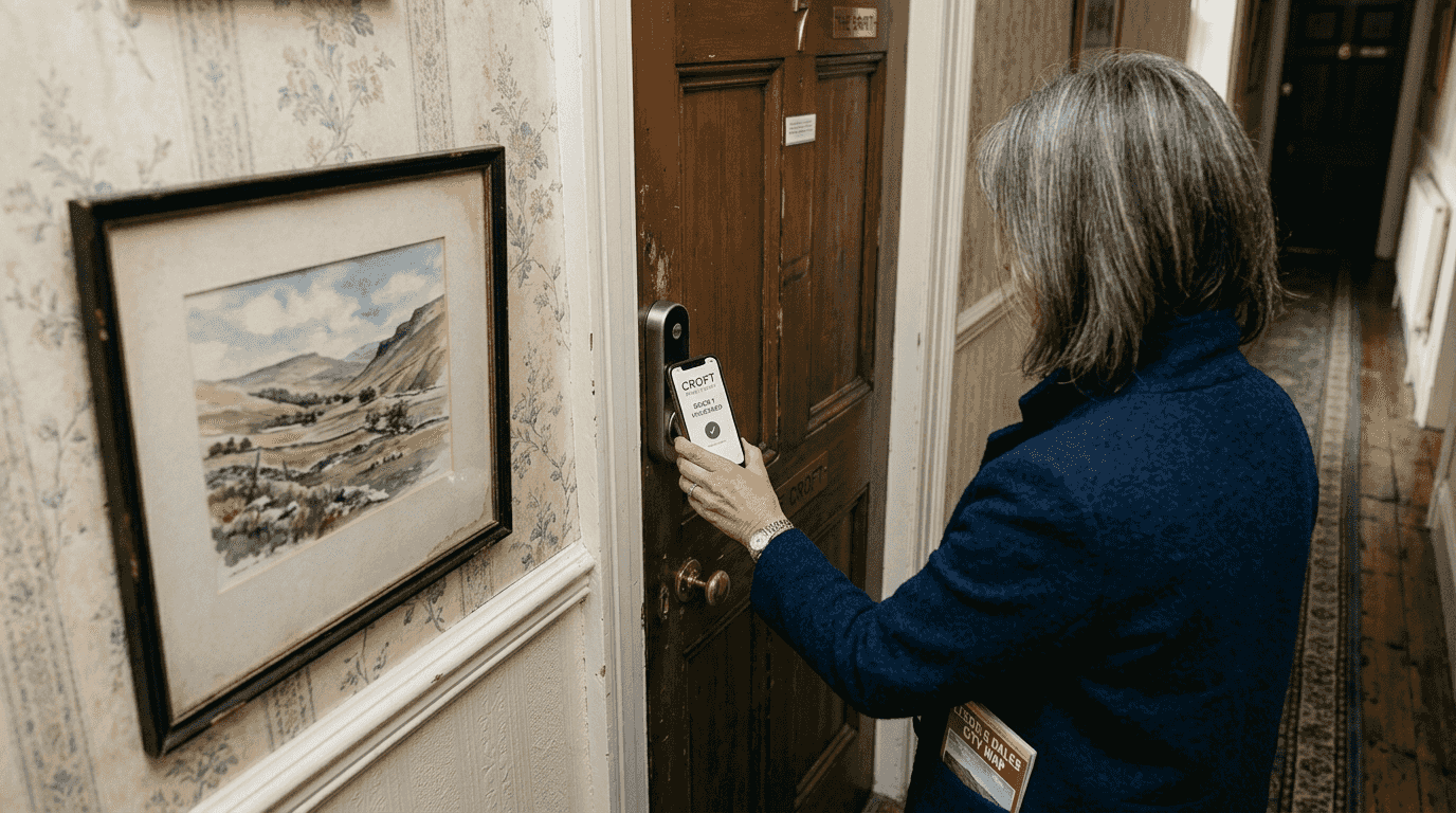Guest unlocking room with smart lock system