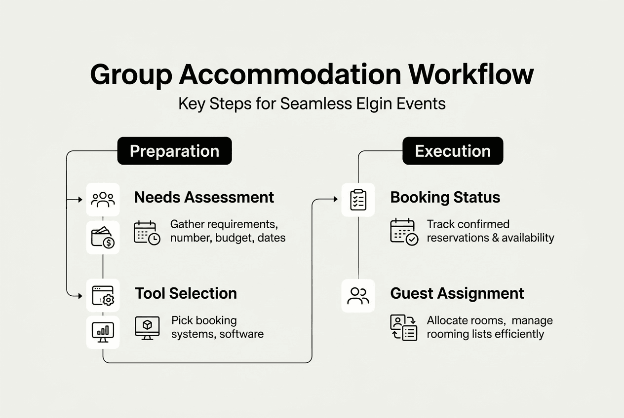 Infographic of group accommodation workflow steps