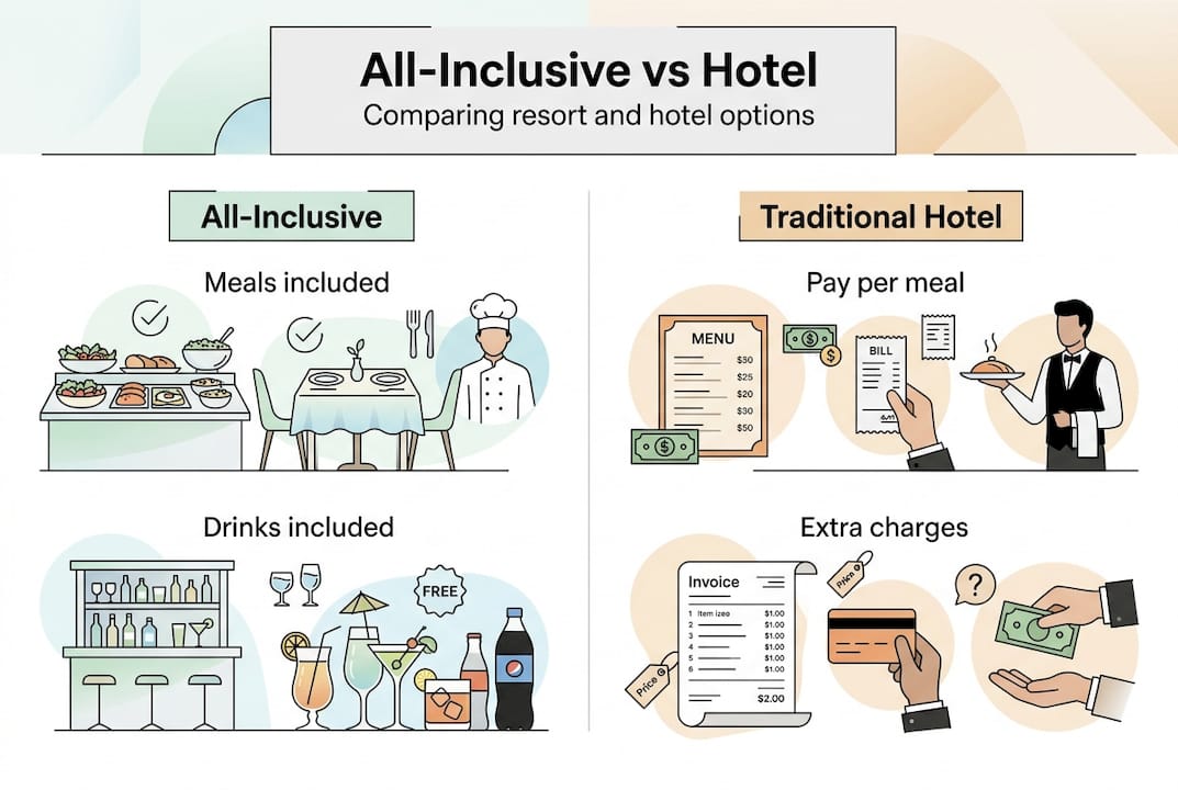Infographic comparing all-inclusive with hotel stay