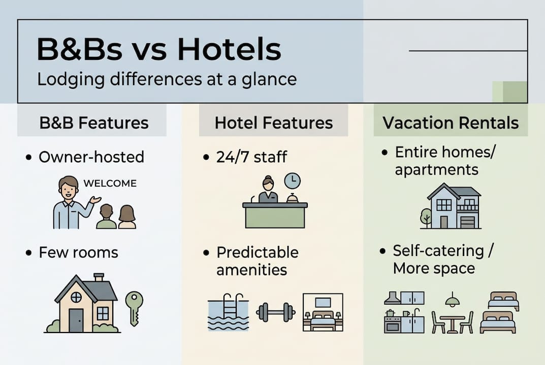 Infographic contrasting B\&Bs and hotel features