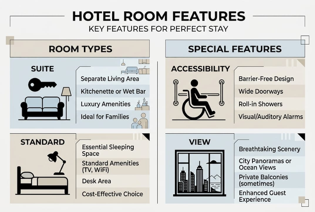Infographic showing hotel room feature options