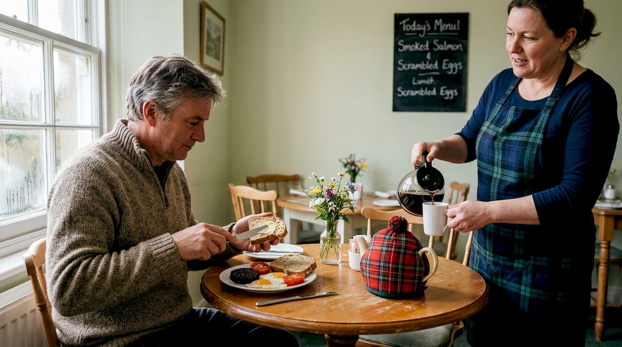 Traditional Scottish breakfast in Elgin guest house
