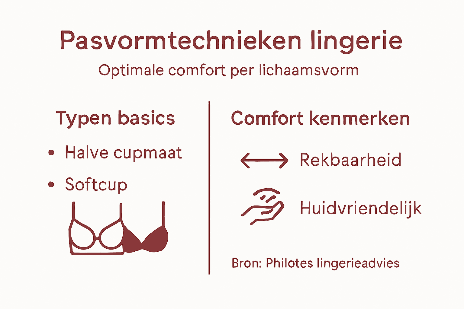 In deze infographic zie je hoe verschillende pasvormen werken en welke comforteigenschappen ze bieden.
