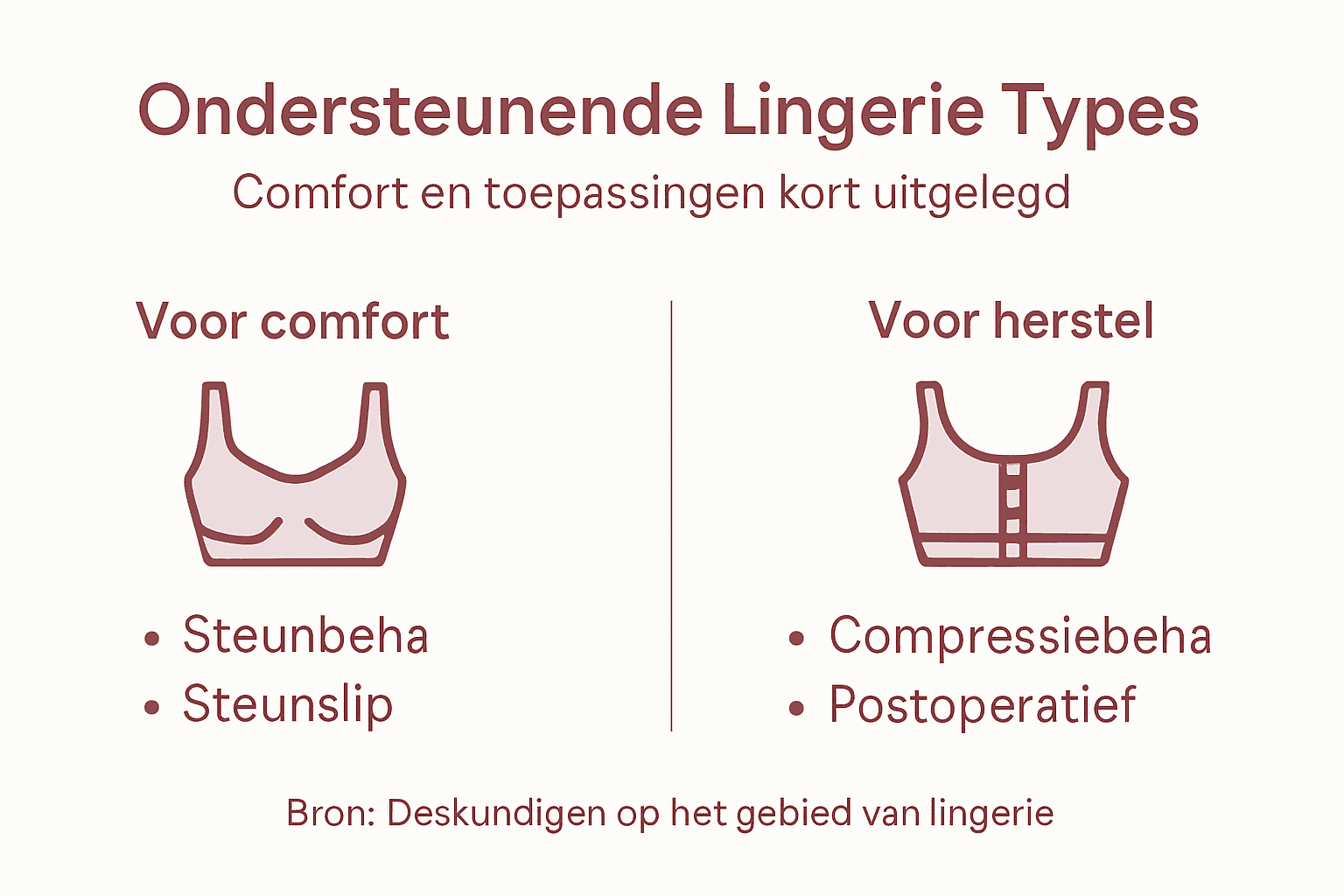Overzichtelijke infographic met verschillende soorten lingerie en hun toepassingen