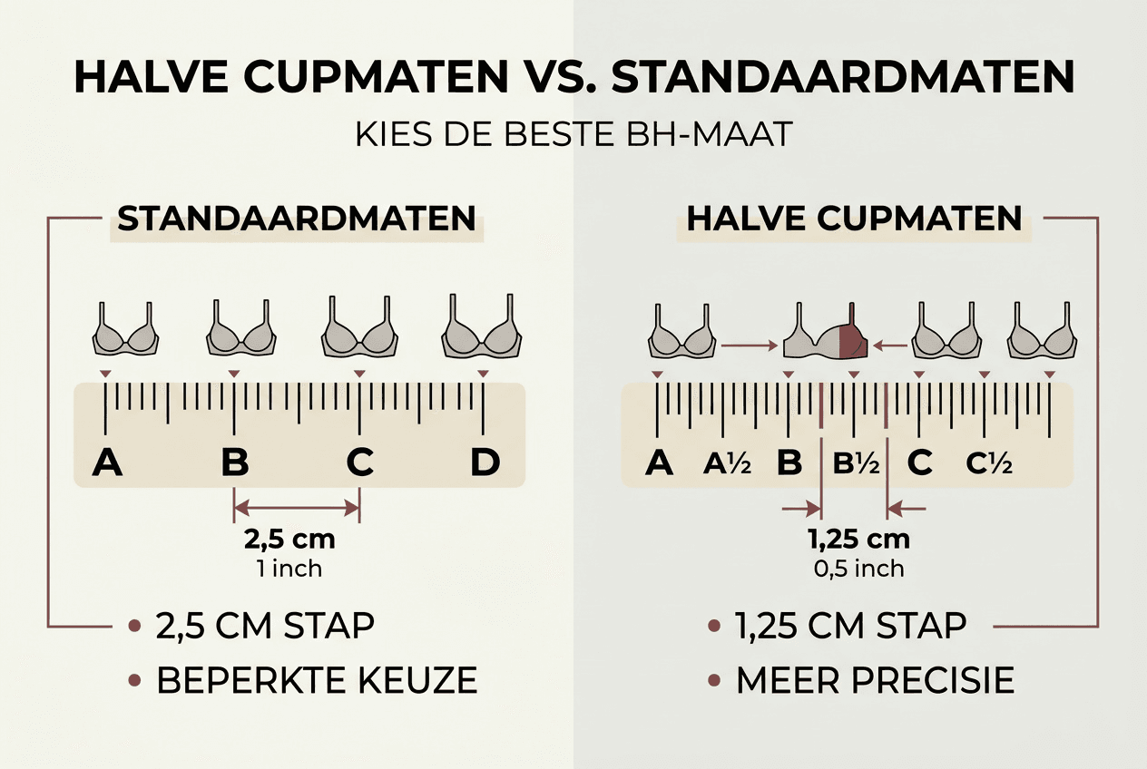 Infographic: bh-maten vergelijken – halve cup versus standaardmaten