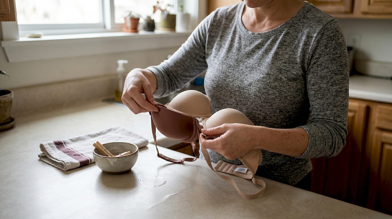 Twee handen die een gewone bh en een half-cup bh naast elkaar houden om het verschil te laten zien.