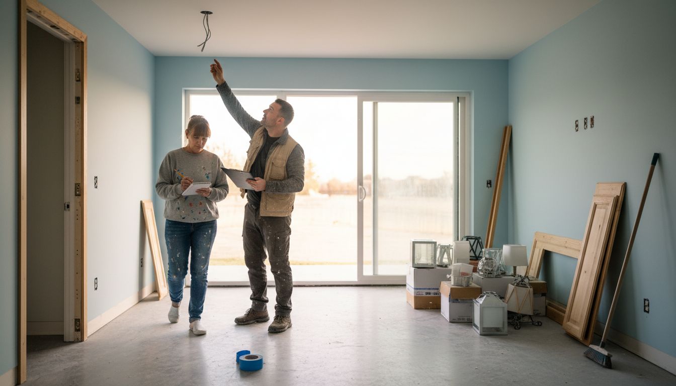 Contractor and homeowner during final inspection