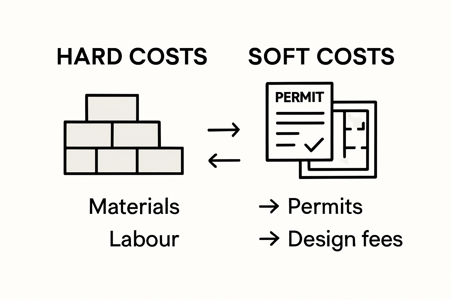 Comparison of hard and soft construction costs