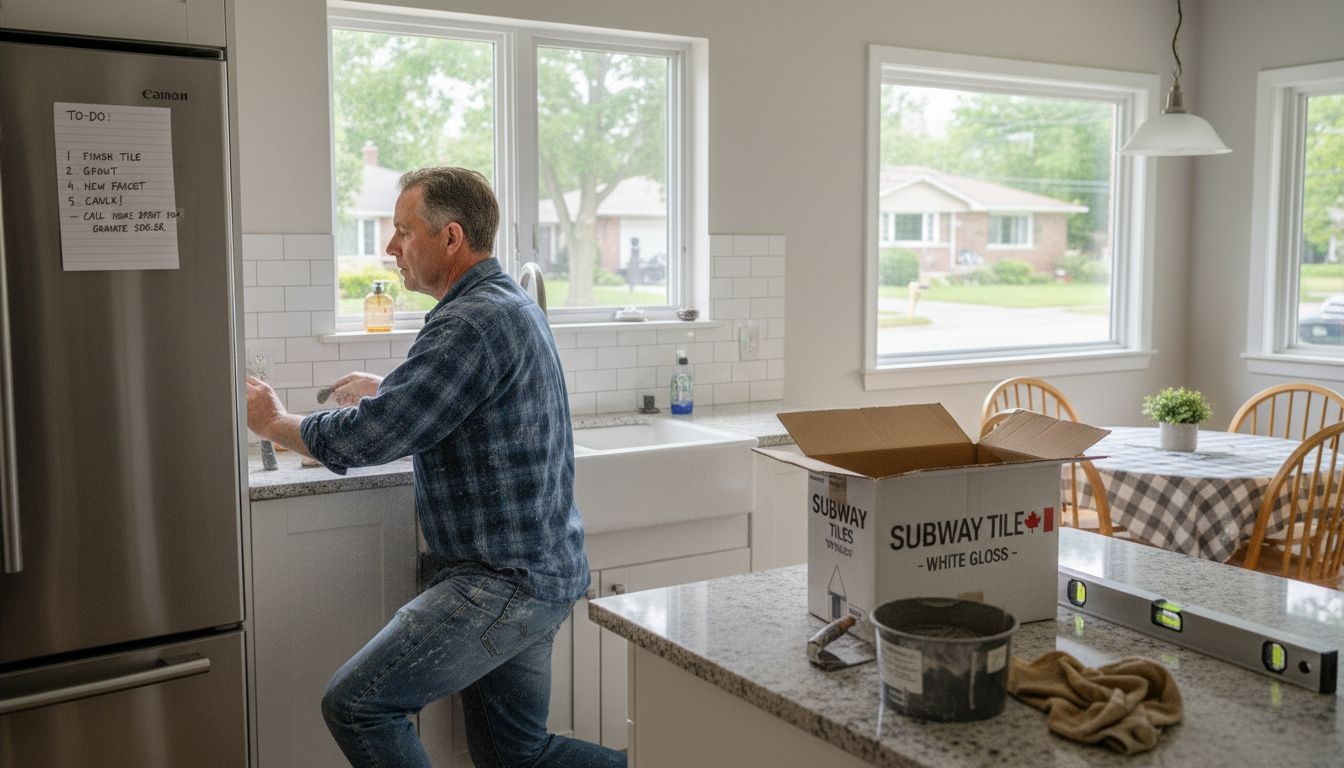 Contractor renovating Ontario kitchen workspace