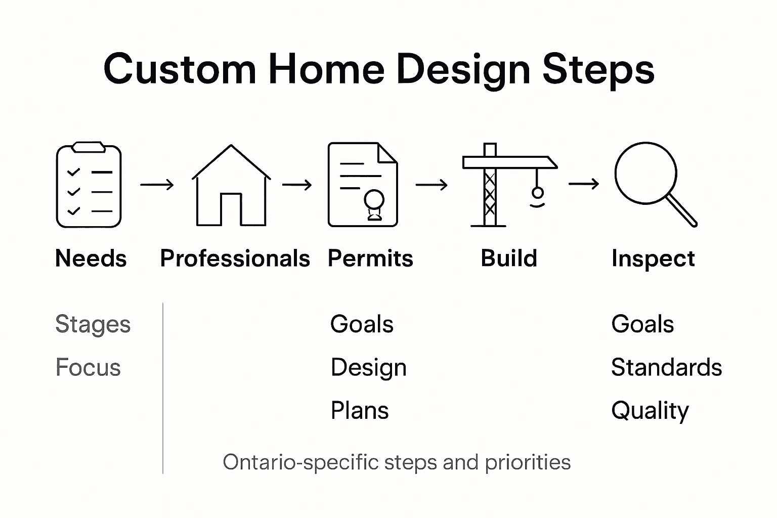 Infographic custom home design steps Ontario